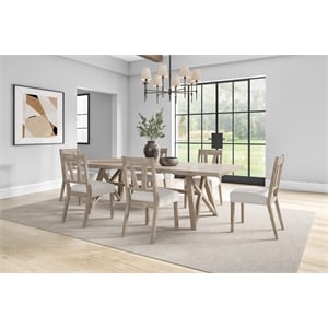 Martin Furniture  Farmhouse Rectangular Kitchen Table With Six Chairs Wood Brown