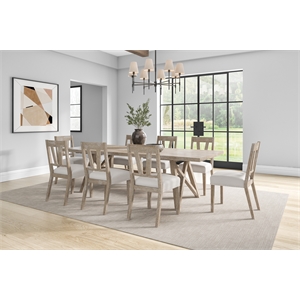 Martin Furniture Rectangular Kitchen Table With Eight Chairs in Light Tan Wood