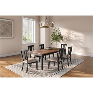 Traditional Wood Kitchen Extension Dining Table and Six Chairs Black
