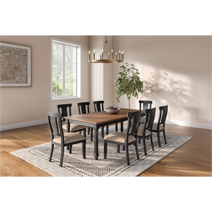 Traditional Wood Kitchen Extension Dining Table and Eight Chairs Black