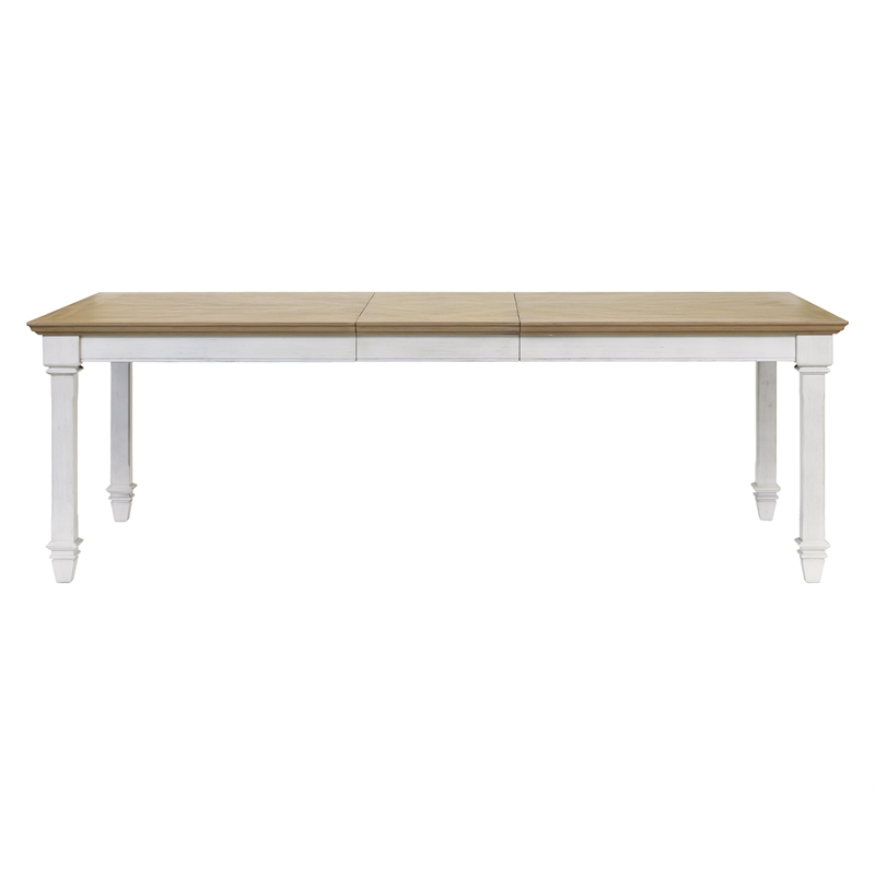 Traditional Wood Kitchen Extension Dining Table and Eight Chairs White