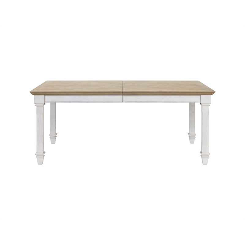 Traditional Wood Kitchen Extension Dining Table and Eight Chairs White