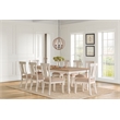 Traditional Wood Kitchen Extension Dining Table and Eight Chairs White