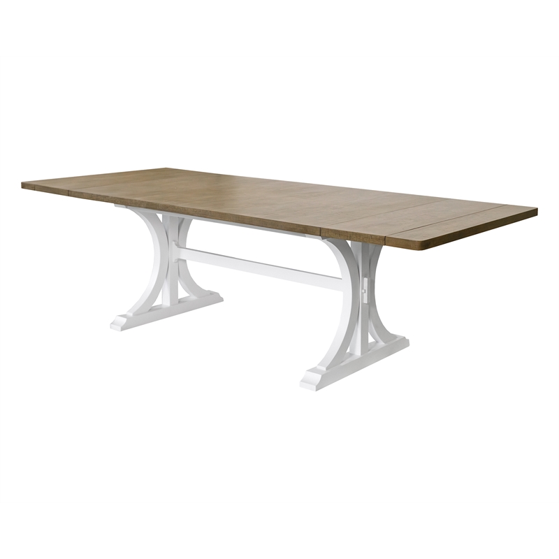 Modern Wood Rectangular Trestle Base Kitchen Dining Table Brown