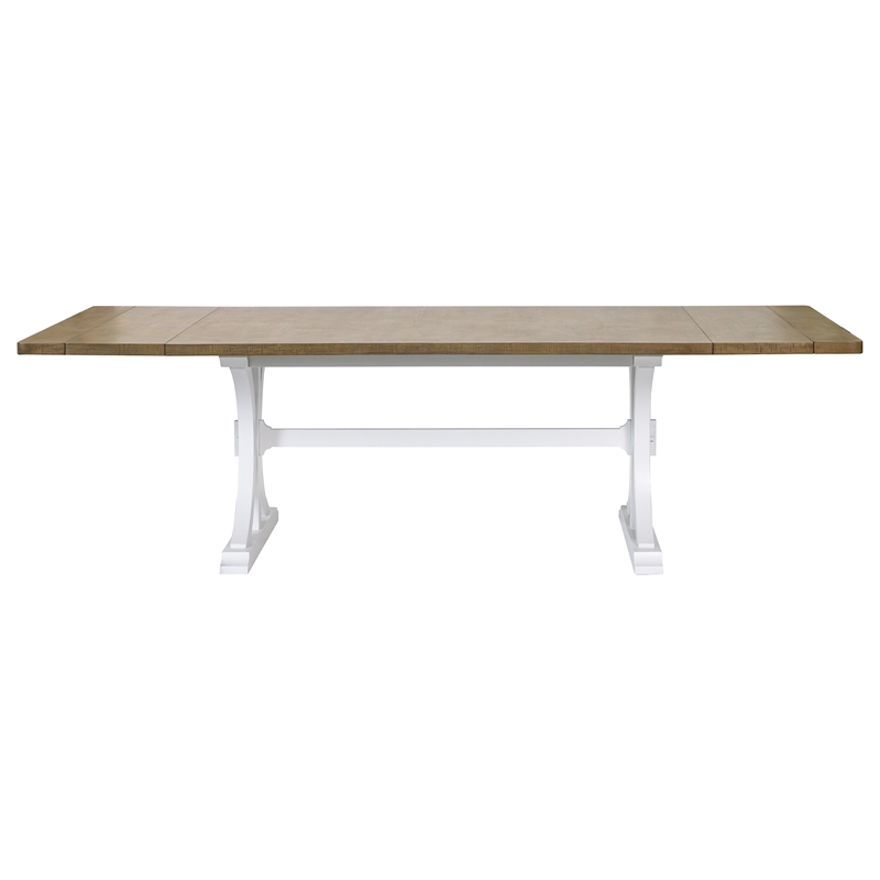 Modern Wood Rectangular Trestle Base Kitchen Dining Table Brown