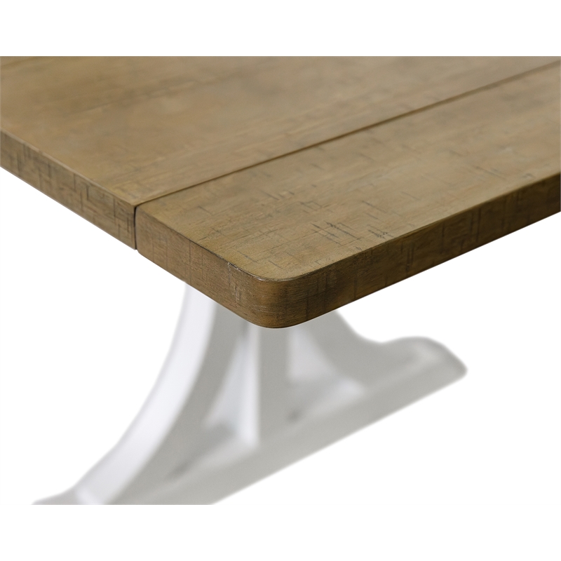 Modern Wood Rectangular Trestle Base Kitchen Dining Table Brown