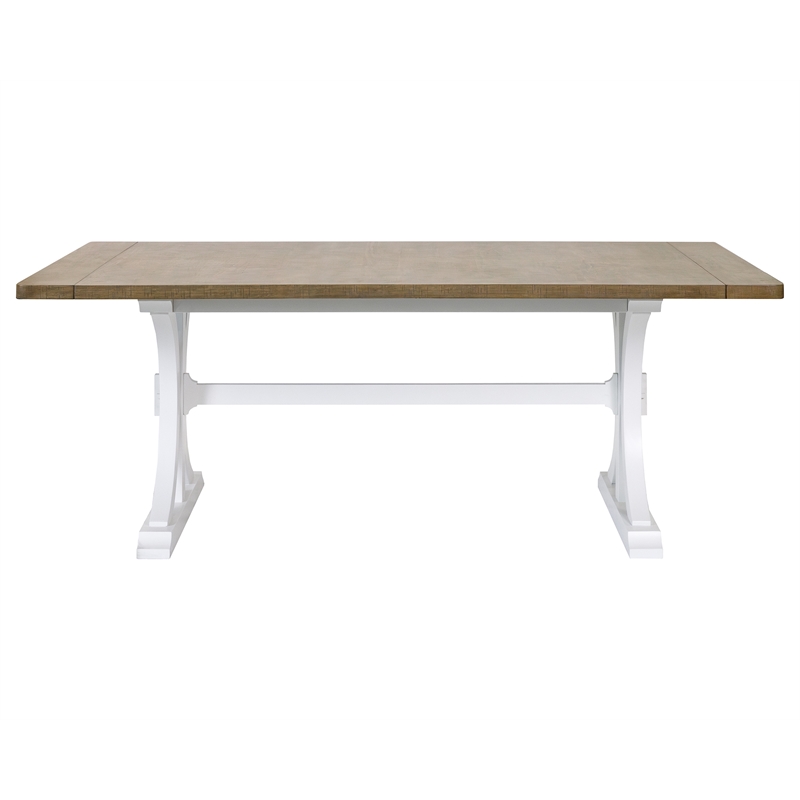 Modern Wood Rectangular Trestle Base Kitchen Dining Table Brown