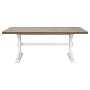 Modern Wood Rectangular Trestle Base Kitchen Dining Table Brown