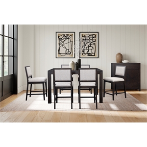 modern wood counter height kitchen dining table and four chairs black