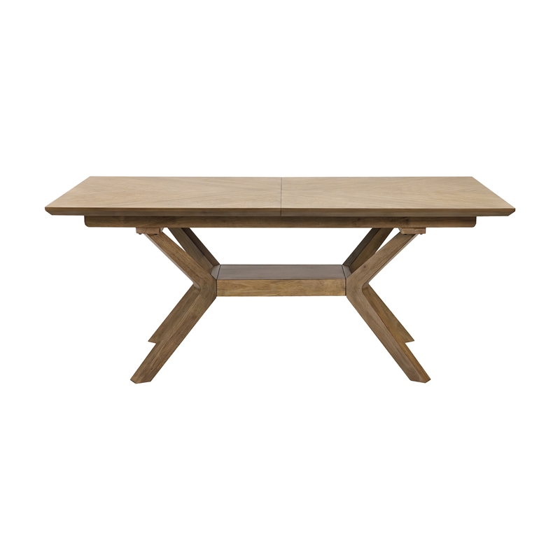 Mid-Century Modern Wood Rectangular Extension Dining Table and 6 Chairs Brown