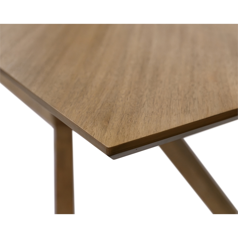 Mid-Century Modern Wood Rectangular Extension Dining Table and 6 Chairs Brown