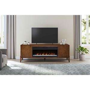 81&quot Mid-century Modern Fireplace Console Entertainment Fully Assembed Brown