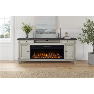 67&quot Fireplace Console Entertainment Fully Assembled White