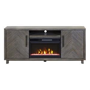 67&quot Fireplace Console Entertainment Fully Assembled Gray