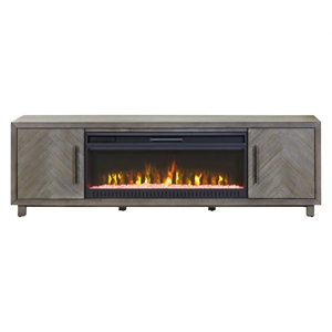80&quot Fireplace Console Entertainment  Fully Assembled Gray