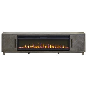 67&quot Fireplace Console Entertainment  Fully Assembled Gray