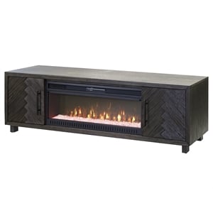 Modern Wood 65&quot Fireplace Console with doors Entertainment Fully Assembled Brown