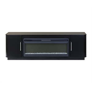 Modern 84&quot Fireplace Console Entertainment  Fully Assembled Black