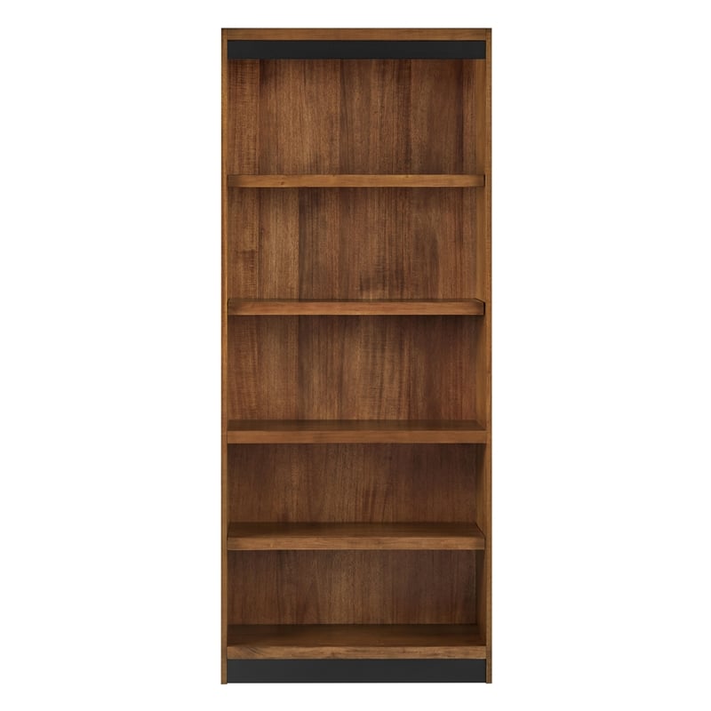 Modern Wood Open Bookcase Fully Assembled Office Storage Rich Medium Brown