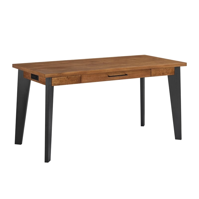 Modern Writing Desk Wood Office Table with Drawer Rich Medium Brown