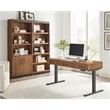 Modern Electric Sit/Stand Desk Height Adjustable Wood Table Rich Medium Brown