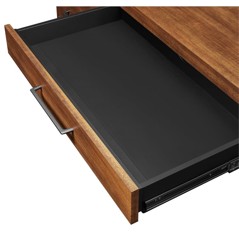 Modern Wood Double Pedestal Executive Desk Fully Assembled Rich Medium Brown