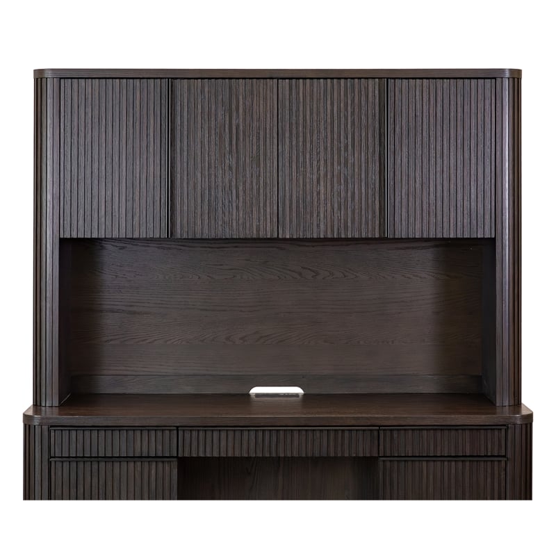 Executive Credenza and Hutch Office Desk Fully Assembled Dark Chocolate