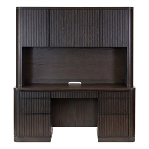 Executive Credenza and Hutch Office Desk Fully Assembled Dark Chocolate