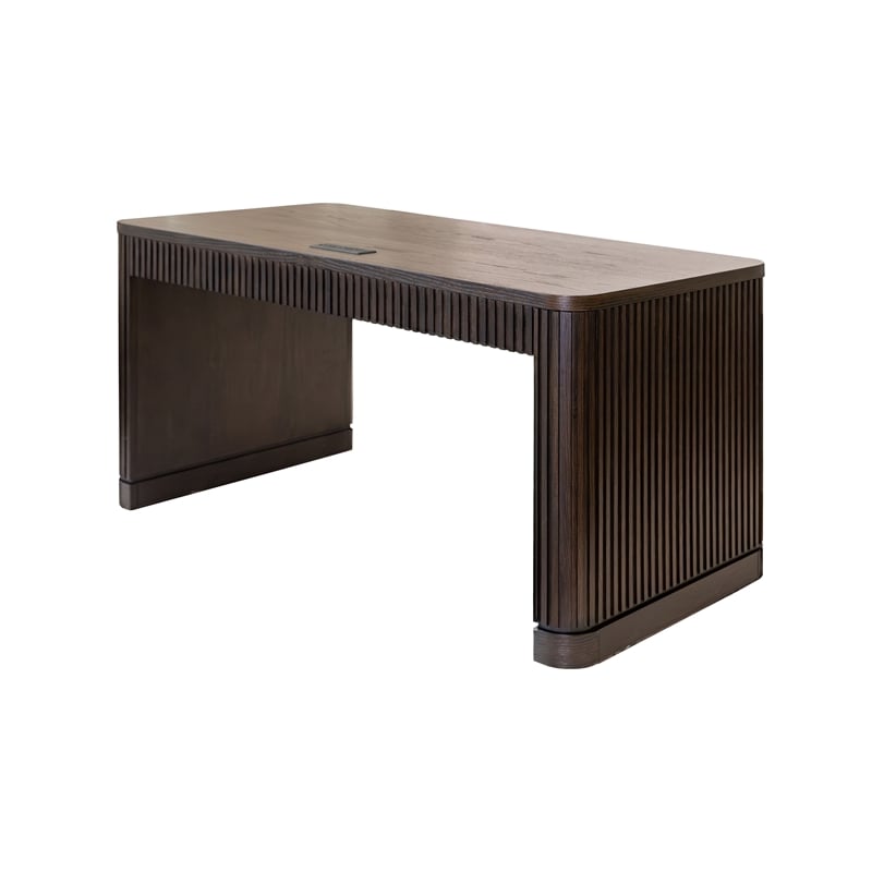Contemporary Wood Writing Desk Office Table Storage Unit Brown