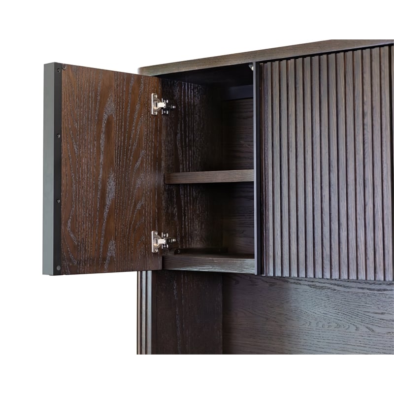 Contemporary Executive Hutch With Wood Doors Fully Assembled Brown