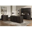 Contemporary Executive Hutch With Wood Doors Fully Assembled Brown