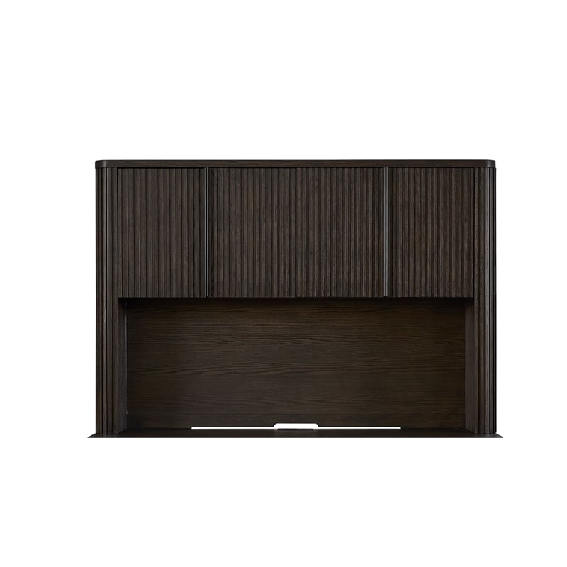 Contemporary Executive Hutch With Wood Doors Fully Assembled Brown