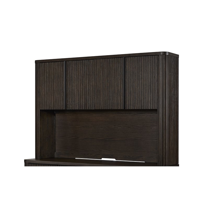 Contemporary Executive Hutch With Wood Doors Fully Assembled Brown
