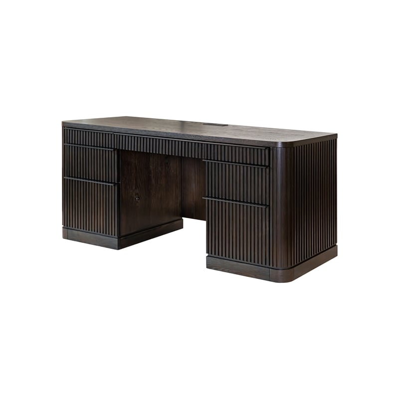 Contemporary Executive Wood Credenza Executive Desk Fully Assembled Brown