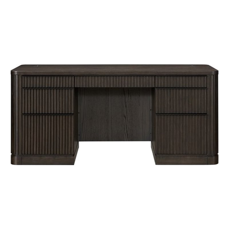 Contemporary Executive Wood Credenza Executive Desk Fully Assembled Brown
