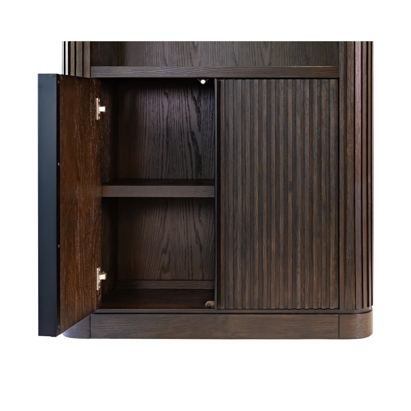 Executive Wood Bookcase With Doors Office Storage Fully Assembled Brown