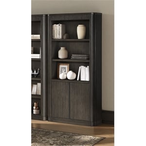 Executive Wood Bookcase With Doors Office Storage Fully Assembled Brown