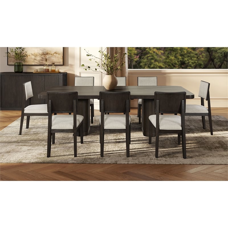 Contemporary Style Wood Side Chairs Kitchen Table Dining Seats Brown