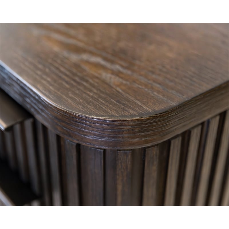 Contemporary Double Pedestal Wood Desk Office Writing Table Brown