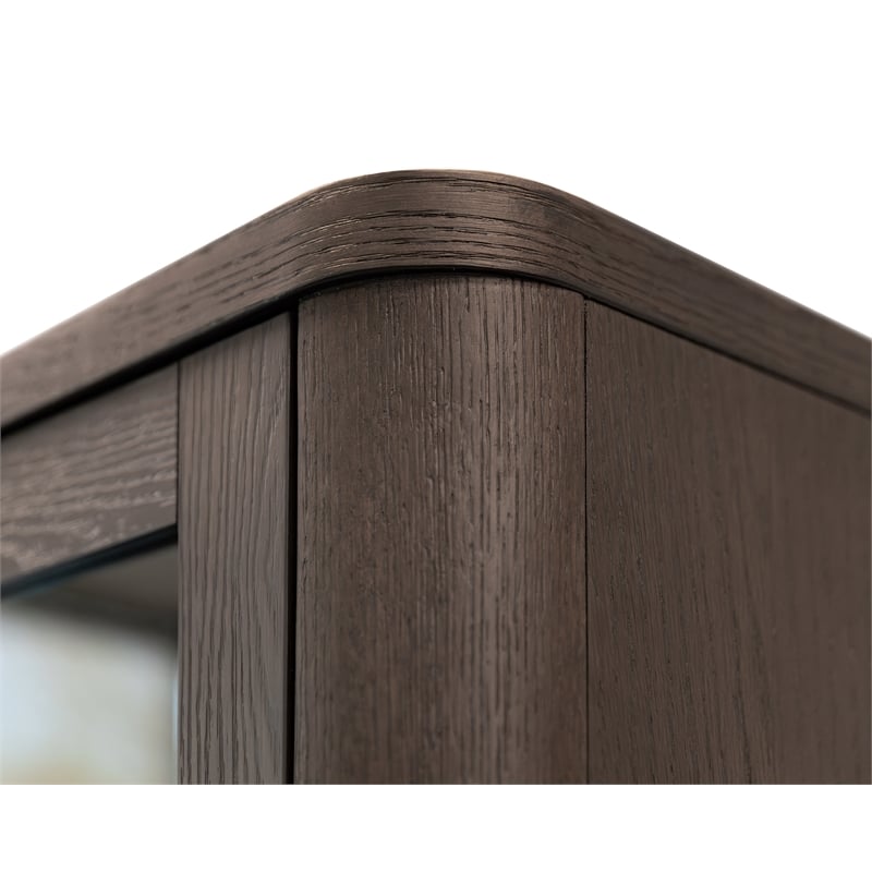 Contemporary Style Wood Dining Display Cabinet Fully Assembled Brown