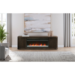 Contemporary 76&quot Wood Fireplace Console TV Stand Fully Assembled Brown