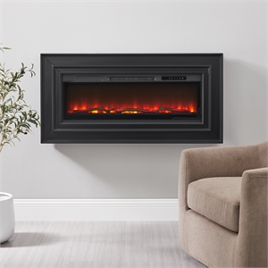 Wall Mounted Electric Fireplace Console Fully Assembled Black Wood