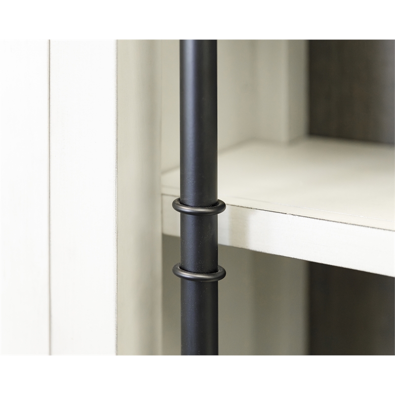 8' Tall Wood Bookcase Wall with Fireplace Organizer Fully Assembled White