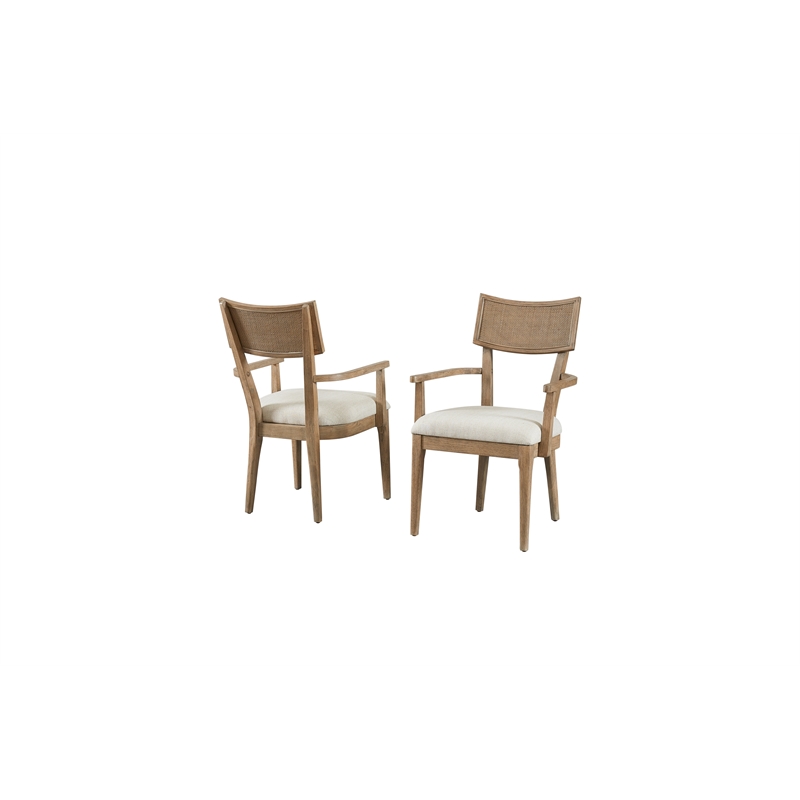 Martin Furniture Coastal Wood Kitchen Dining Arm Chair in Brown