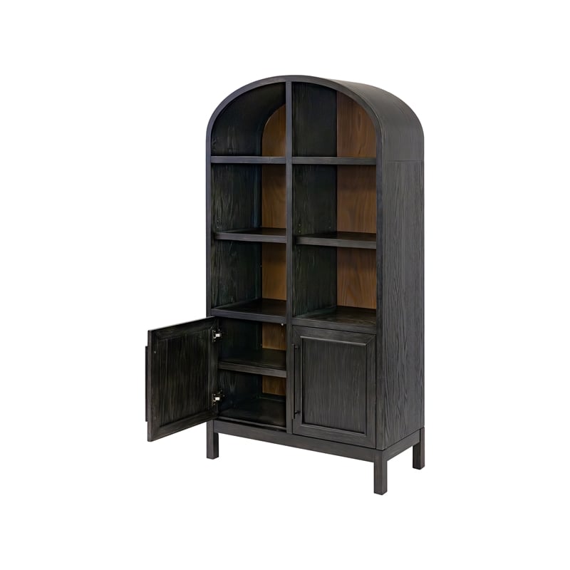 Modern Wood Arched Display Cabinet/Bookcase Fully Assembled Black
