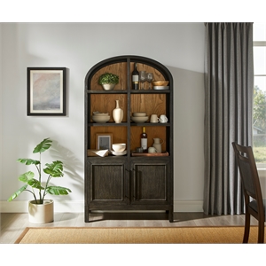 Modern Wood Arched Display Cabinet/Bookcase Fully Assembled Black