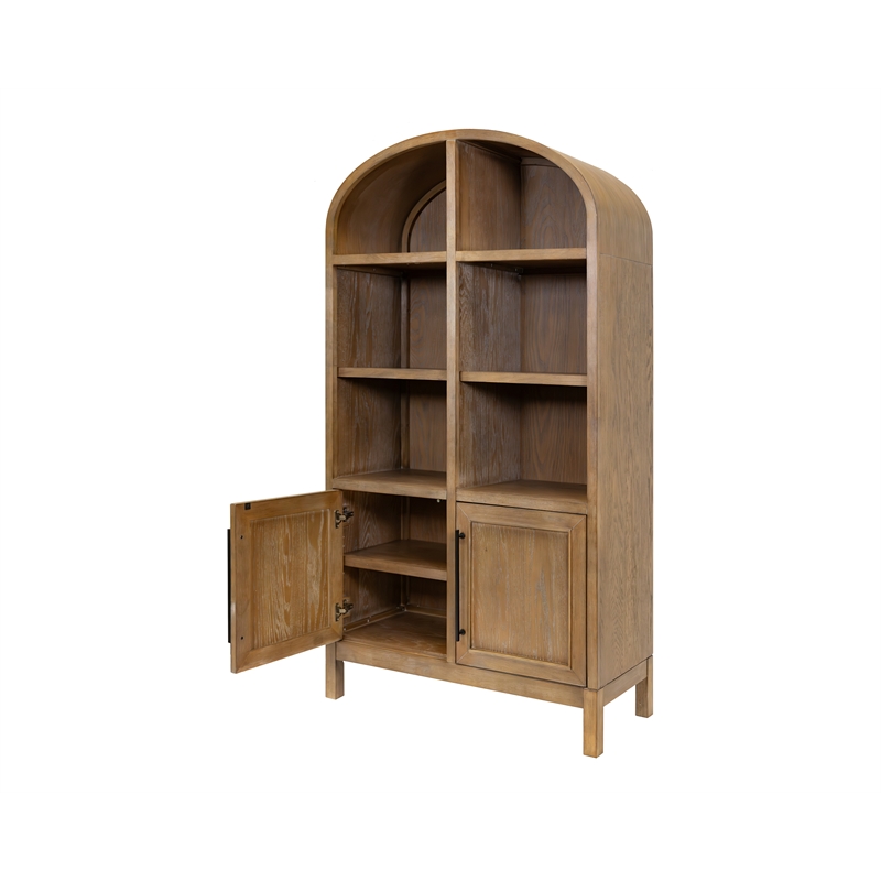 Modern Wood Arched Display Cabinet/Bookcase Fully Assembled Brown