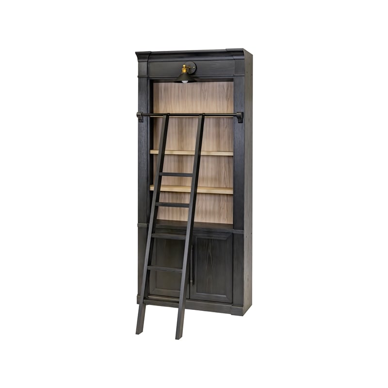 Contemporary 8' Tall Wood Bookcase Storage Fully Assembled Black