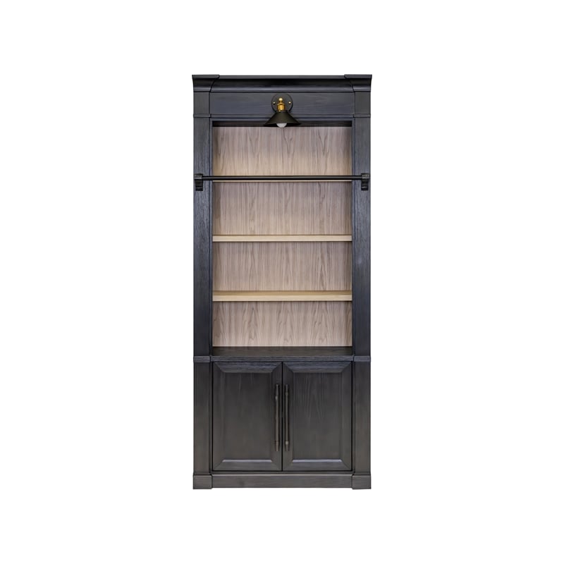 Contemporary 8' Tall Wood Bookcase Storage Fully Assembled Black