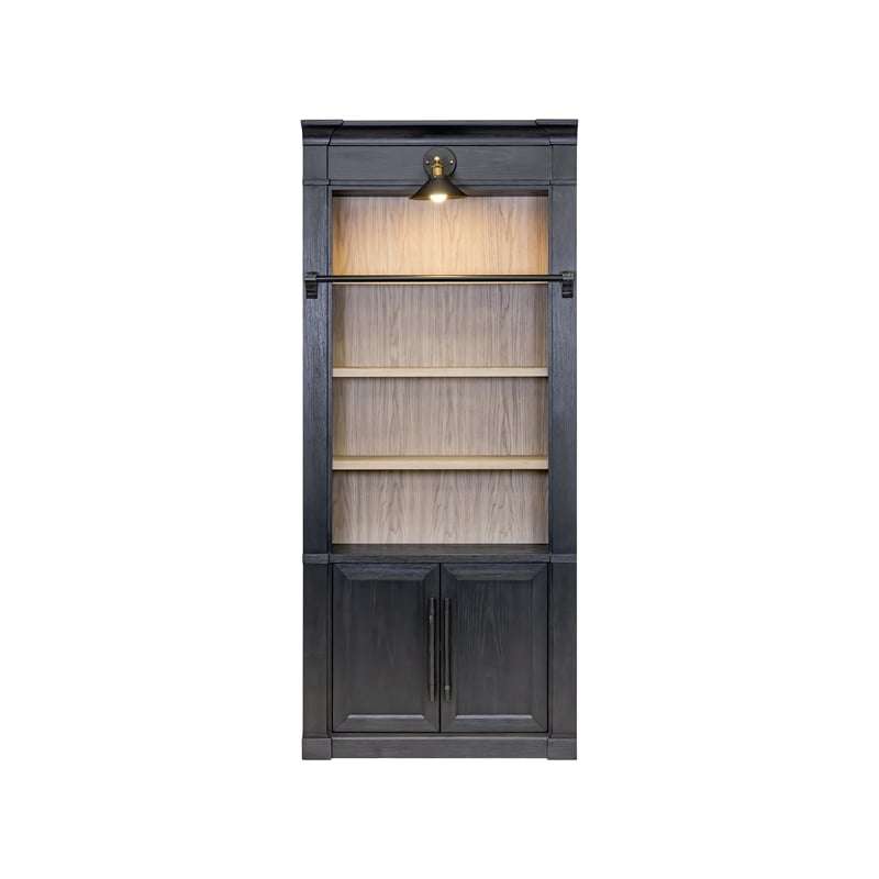 Contemporary 8' Tall Wood Bookcase Storage Fully Assembled Black